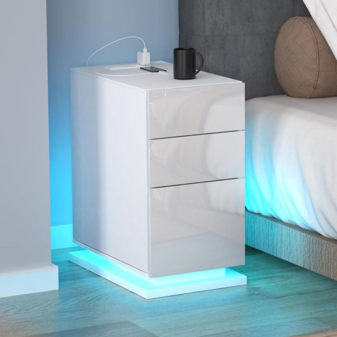 Salvaspazio e Con LED Comodini Bianco
