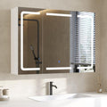 Con LED Armadietti a specchio Bianco
