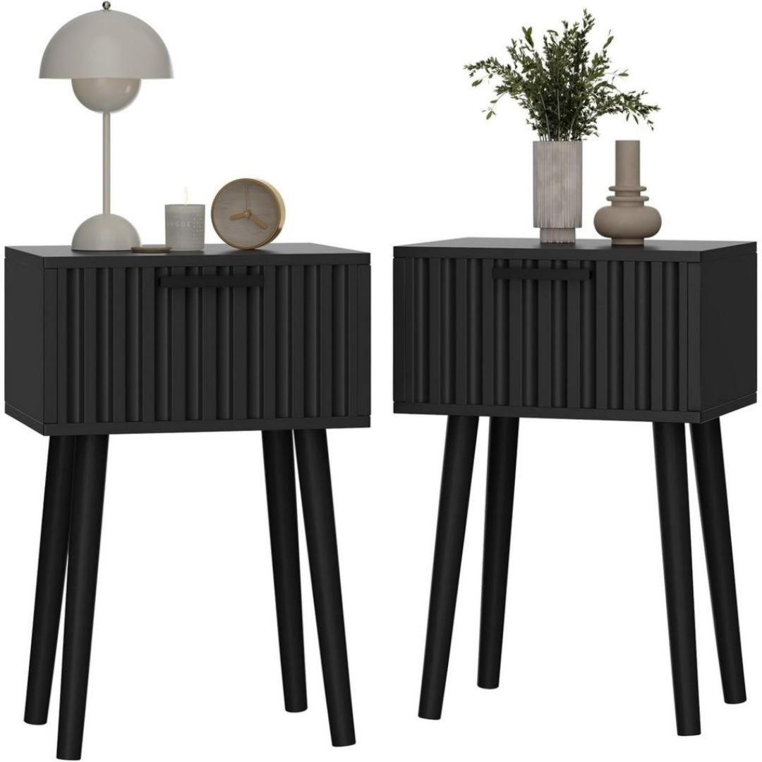 Comodini in Legno Massello Nero